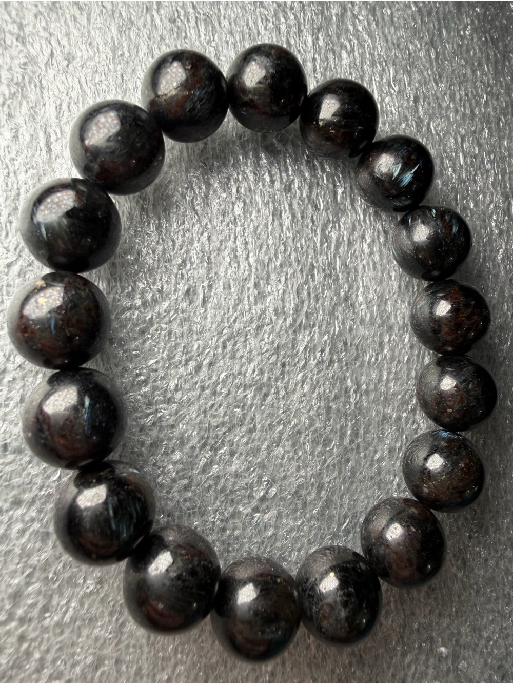 Electric 12MM Arfvedsonite Natural Crystal Bracelet